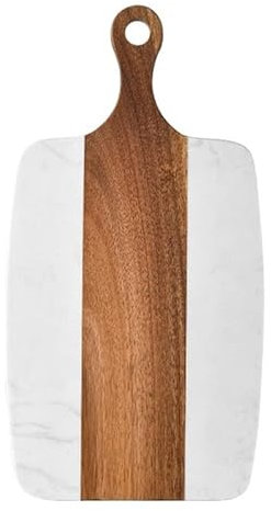 Woodside Home Living Wood & Marble Chopping Serving Cheese Charcuterie Board (White)
