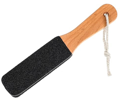 Oruola Foot File,Wooden Double-Sided,Pumice Stone Exfoliating Pedicure Rasp Foot Scrubber with Beechwood Handle,Foot Scraper Hard Skin Remover,Professional Foot File Callus Remover Hard Dead Skin Corn