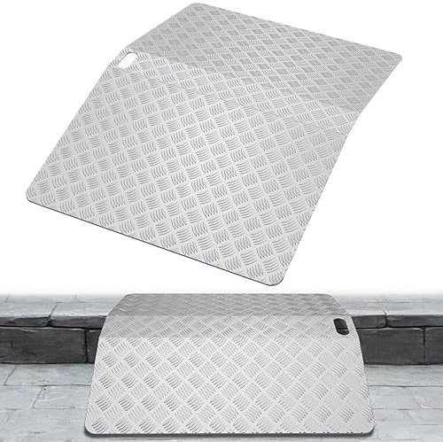 Aufun Rollstuhlrampe 70cm x 100cm, rutschfeste Oberfläche Stufenrampe aus Aluminium, Türschwellenrampe mit 270kg Tragfähigkeit, Schwellenbrücke Schwellenrampe 10 cm Hoch für Rollstuhl und Handwagen