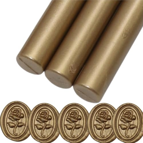 Atopbb Mailable Kleber Pistole Siegel Wachs Sticks für Wachs Siegel Stempel Rotgold, ideal für Hochzeitseinladungen, Karten Umschläge, Schneckenmails, Weinpakete, Packung 26 (Kupfer)