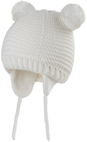 ISAKEN Kinder Wintermütze, Niedliche Bommelmütze mit Ohrenschützer Säugling Kleinkind Beanies Weiche Kleinkind Earflap Beanie Strickmütze für Kinder Jungen Mädchen