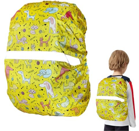 Cosysparks Kinder Regenschutz Schulranzen Regenschutz, reflektierender Rucksack bezug Schulrucksack Regenschutz regenhülle Schulranzen für Jungen Mädchen Outdoor Camping Wandern (gelb)