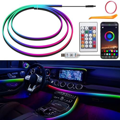 LED Innenbeleuchtung Auto, 110cm Ambientebeleuchtung Strip, USB-Innenraumbeleuchtung, Faseroptikstreifen, Ambient Lighting, APP Neonbeleuchtung, RGB Beleuchtung