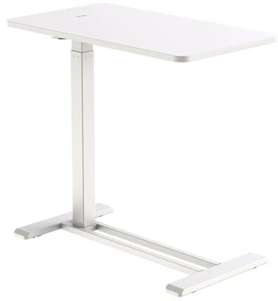 Spacetronik Höhenverstellbarer Beistelltisch, Mobiler Couchtisch mit verdeckten Rollen, Laptoptisch mit manueller Höhenverstellbar 66–106 cm, Nachttisch für Couch, Bett (Weiß, 80x45 cm)