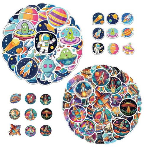 YSDYY 100 Space Stickers, Creative Cartoon Astronaut Stickers, Diy Suitcase Notebook Decorative Stickers, Funny Graffiti Stickers, Scrapbook Stickers