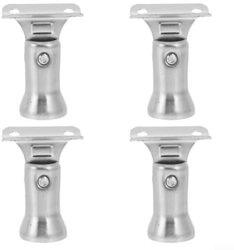 AugustknowU Handrail Brackets, 4pcs Stainless Steel Column Accessories Small Trumpet Railing handrail Movable Head Adjustable Column Pipe Bracket Joint Staircase Connector 304 Sanded arc Shape