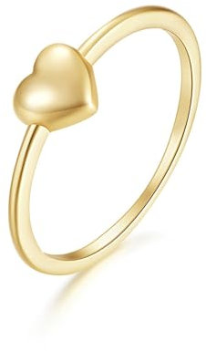 Daesar Eheringe Damen Einzeln, Ring 585 Gold Herz Schmal Ringe Verlobung und Hochzeit Größe 54 (17.2)