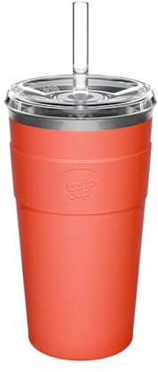 KeepCup Thermal Cold Cup - Insulated Stainless Steel Reusable Coffee Cup with Lid and Straw - 16oz/454ml - Tangent