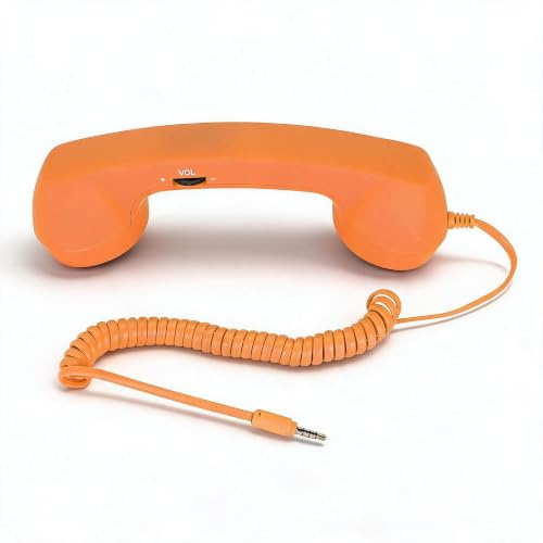 VELATEMOR Retro -Telefon -Mobilteil mit USBC und 3,5 mm Stecker, Vintage Telefon Mobilteil für Mobiltelefone, Alte Mobilteile Retro für (ORANGE)