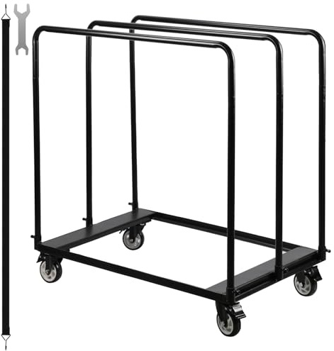 Fiqops Plattenwagen aus Eisen, Tragkraft bis 680 kg,Plattentransporter mit Universalrädern,Transporthilfe Plattenroller,Plattformwagen Schwerlast Rollwagen,Schwarz