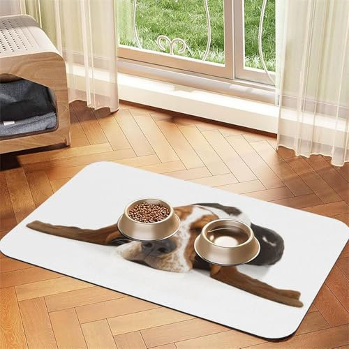 Basset Hound Isolated,Waterproof Pet Feeding Mat,PU Leather Placemats for Cat Dog Water Bowl,Food Mats,40x60cm
