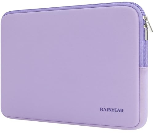 RAINYEAR 15.6 Inch Laptop Sleeve Compatible with 15.6 Notebook Computer Ultrabook Chromebook Fluffy Lining Padded Protective Case Zipper Cover Carrying Bag, Purple