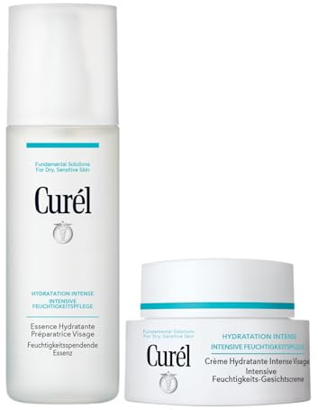 Curél - Set di benefici per la cura del viso, idratante, contenuto: essenza idratante, 150 ml + crema per la cura del viso, 40 g, con ceramidi, per pelli secche e sensibili