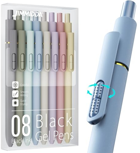 JIMMIDDA 8 Stück Gelstifte, 0,7mm Schwarze Tinte Feine Spitze, Glattes Schreiben, Schnell Trocknende Tinte, Hochwertig Tagebuch Stift Set für Büro Schule (Morandi)