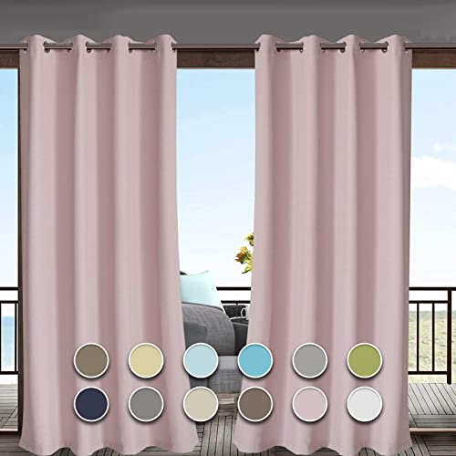 Rideaux de terrasse d'extérieur 180 x 180 cm, occultants, imperméables, panneaux à isolation thermique pour porche, pergola, cour, porte coulissante, rideaux de jardin