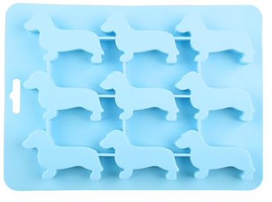 Wellrun Reusable Silicone Dachshund Ice Cube Tray,Flexible Sausage Dog Mould for Ice Chocolate Jelly,Non-Stick Dog Shape Maker(Blue)