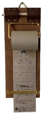 Wand Notizrollen Halter Holz, Retro Design Notiztafel mit Papierrolle Nachfüllbar, Papierrollen Halter für To-Do Liste und Küche, Büro, Restaurant oder Wohnzimmer Deko