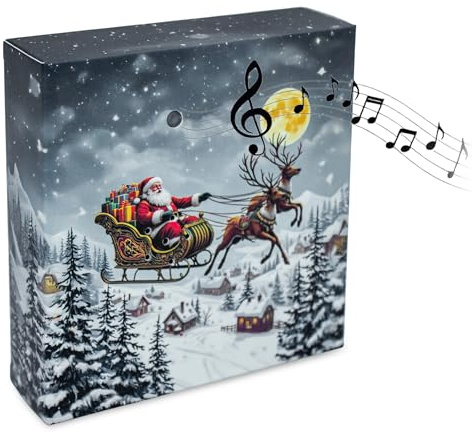 Weihnachts Soundbox mit Merry Christmas Melodie - 12 cm - Weihnachtsmusik Lautsprecher mit 3 m Bewegungsmelder - Weihnachten Advent Deko Musikbox Weihnachtslied Box mit Bewegungs Sensor