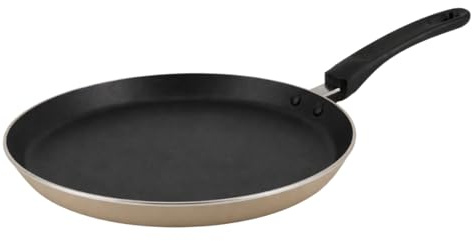 FestiCook Crêpière 26 cm en Aluminium Antiadhésif – Compatible Tous Feux dont Induction – Poêle à Crêpes avec Spatule en Bois 26 cm (Beige)