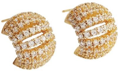 Karma NH10579891 Creolen Kristall Gold Ohrringe 1,8 cm Zirkone Damenohrringe vergoldet Ohrschmuck Wasserfest & Antiallergisch Kreolen Damenschmuck Damencreolen modern Geschenk für Sie
