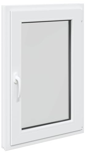 vidaXL Kellerfenster RISOR 60 x 90 cm PVC und Glas Weiß, Modernes Untergeschossfenster Design, Langlebige PVC-Glas-Konstruktion, Energieeffizient, Wärmedämmung, Schallisolierung, Drehbare Funktion