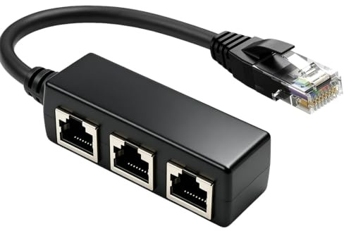 RJ45 Ethernet Splitterkabel 1 auf 3, RJ45 Verteiler 1 Stecker auf 3 Buchsen LAN Splitter Adapter für Cat5 Cat5e Cat6 Cat7 Router TV Computer Set Top Box Verlängerungskabel Netzwerkerweiterung