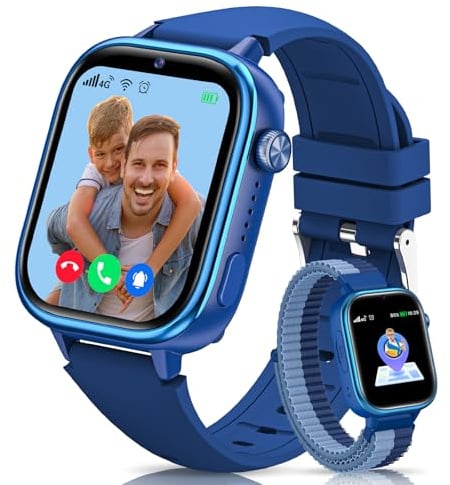 Oliimptek Smartwatch Kinder mit GPS und Telefon, SOS, Schulmodus, Nachrichten, Schrittzähler, IP68 Wasserdicht, Puzzlespiele, Wecker, Kids Smart Watch mit Langanhaltender Video & Phone Call, Blau