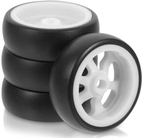 GARIOUANS 4 Stück Auto Spielzeugreifen aus Abs und Gummi für Ferngesteuerte Spielzeugautos 25mm Spielzeugrad zur Praktischer Fähigkeiten und Kreativität bei Kindern