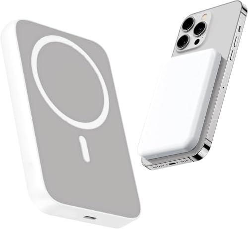 Wireless Powerbank für iPhone, Magnetische Power Bank 5000mAh Schnellladefunktion Ladegerät, Kabellose Tragbares Externer Akku mit USB-C für iPhone 12 13 14 15 16 17 Serie