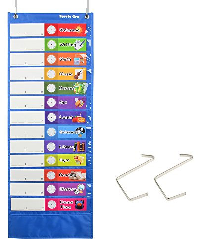 Taschendiagramm als Tages- oder Klassenplan; mit 26 Karten,13 + 1 Taschen; 13 farbige+13 leere doppelseitige wiederverwendbare Karten, (33cm x 91cm, Englische Ver.)