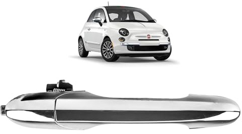 Poignée de porte compatible pour Fiat 500, Fiat 500C et Abarth (2007-2022) poignée extérieure | AVANT DROITE (côté passager) (chromée) 735592014 | 735451696 | 735485874 | 735592026