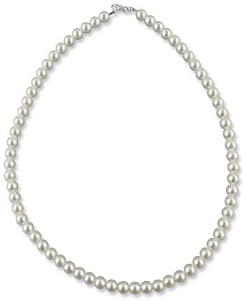 Rivelle Damen Perlenkette 40 cm Perlen 6 mm creme Kette Perlen Collier Halskette Necklace Modeschmuck