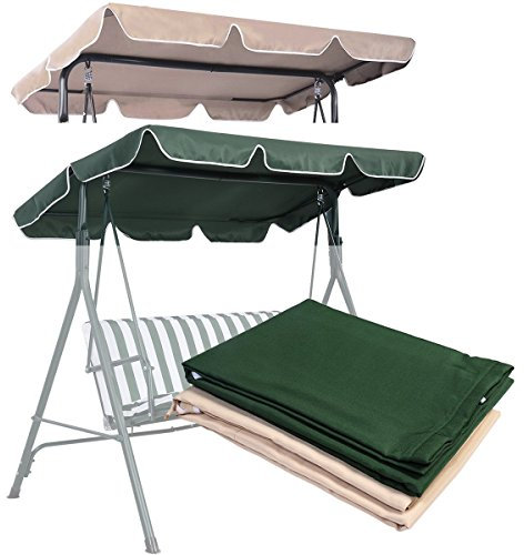 COSTWAY Replacement Canopy for Swing Seat 2 & 3 Seater Sizes Hammock Cover Top Garden Outdoor (109 x 196cm, Green)