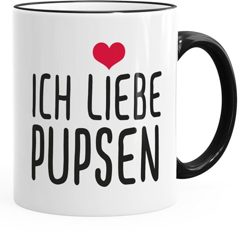 Spruch-Tasse Ich liebe Pupsen Kaffeetasse Teetasse MoonWorks® schwarz unisize