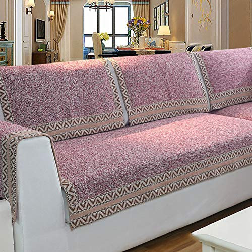 Z-one Sofa Abdeckung Retro Dekoration Sofa Überwurf Baumwolle Anti-rutsch Schmutzabweisend Kissen beschützer Für L förmige- Couch Schnitt-lila 70x70cm(28x28inch)