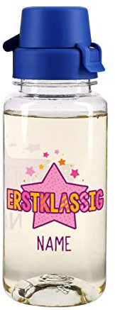 Striefchen® Erstklassige Trinkflasche für Kinder 400 ml mit Namensaufdruck BPA frei zum Schulanfang Rosa