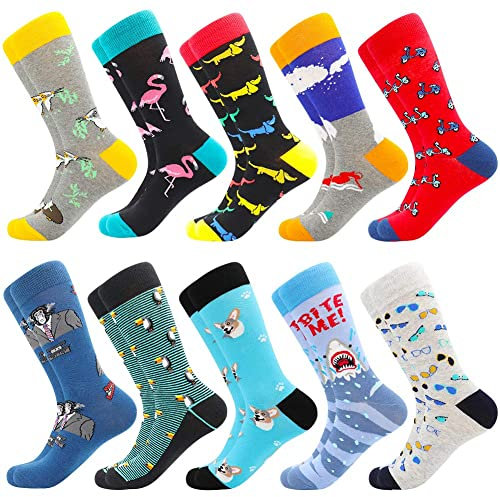 BISOUSOX Chaussettes Homme Fantaisie Chaussettes de Mode Classique, Multicolore Socks Chaussettes à Motifs Drôles Confortable et Respirant Cadeau pour Amis/Festival 39-46 Multicolore