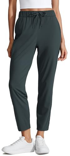 CRZ YOGA Damen Jogginghose Stretch Sweathose Sporthose Leichte Atmungsaktive Freizeithose Lang Hose mit Taschen - 69cm Melanit 38