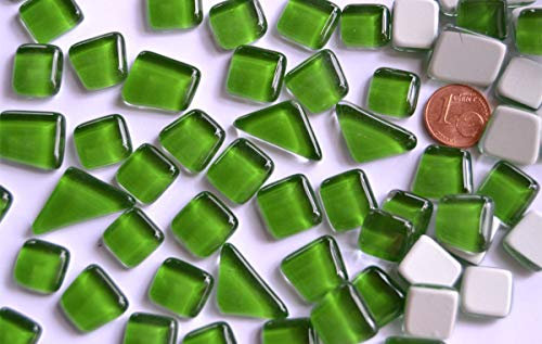 200g Soft Glas-Mosaiksteine unregelmäßig (Polygonal) glänzend, nicht lichtdurchlässig (Maigrün)