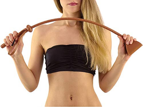 Deluxe Gerte braun umflochten Leder look Premium Peitsche SM Reitgerte