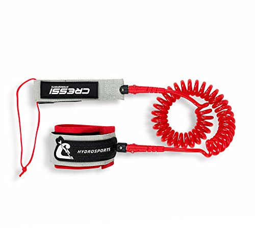 Cressi Unisex-Adult Sup Coiled Leash 10' 300 cm Spiralknöchelleine für SUPs, Grau/Rot, 25 cm