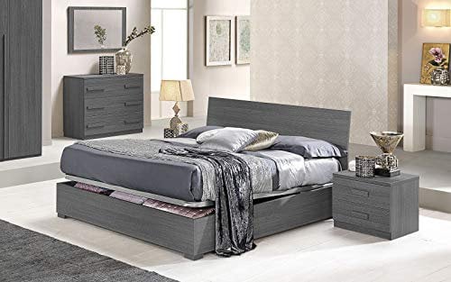 Dafne Italian Design Letto matrimoniale con contenitore in legno, rete ortopedica a doghe - 169 x 203 x 94h.