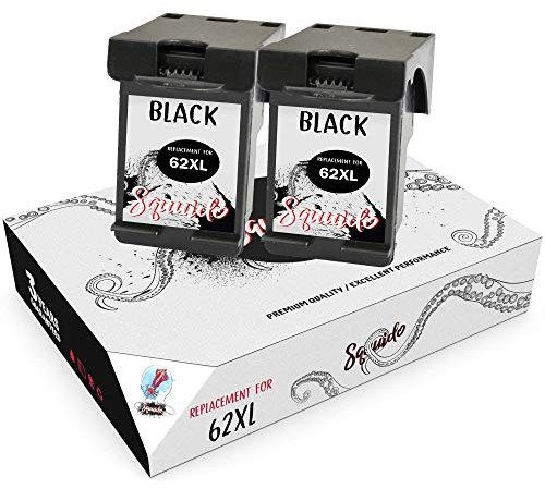 Squuido 2 Remanufactured Tintenpatronen 62XL 62 XL Schwarz kompatibel mit HP Envy 5540 5600 5640 5642 5643 5644 5646 5660 5665 7600 7640 7645 Officejet 5740 5742 5744 5745 8040 8045 | Hohe Kapazität