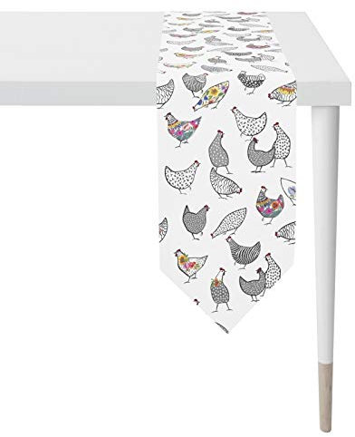 Apelt 6443 Happy Easter l Ostern Tischband weiß grau bunt 27x175cm