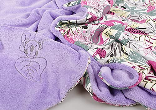Kaarsgaren Babydecke für den Kinderwagen, leichte Decke für Baby, luftige Babydecke, doppellagige Kinderdecke (Lila Koala, 70 x 100 cm)