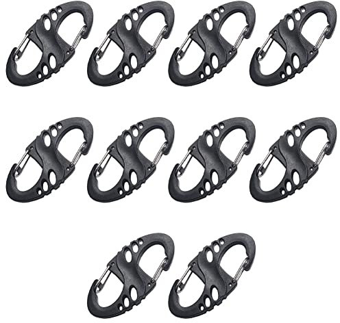Wudaizhi 10pcs S Shape Carabiner Outdoor Mini Carabiners S Shape Clip Snap Hook Key Chain Key Ring Clip Hook Zinc Alloy Spring Clip for Backpack Bottle