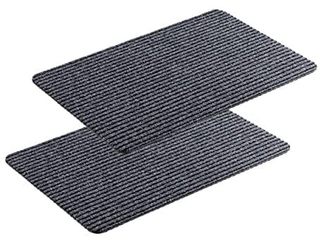 Astra Fußmatte innen grau Schmutzfangmatte rutschfest – Türmatte 50x80 cm 2er Set wasserabweisend – Rib Line Fußabtreter strapazierfähig antistatisch