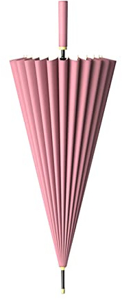 XCBVS Ombrello Dritto, Ombrello A Bastone Grande con Manico Lungo in Tinta Unita, Ombrellone A 24 Stecche, Ombrello da Viaggio Automatico Antivento,Rosa