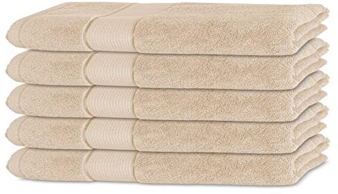 BANANALU 5er Set Gästetuch Qualität 450g/m2 100% Baumwolle 30x50cm Frottiertuch Gast Towel Cappuchino White Swan 12-0000