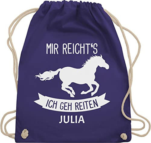 Turnbeutel Rucksack - Pferd Pferde - Mir reichts ich geh reiten - Unisize - Lila - tasche zum reit sachen für mädchen pferden gehe beutel pferderucksäcke pferdemotiv reicht s stoffbeutel